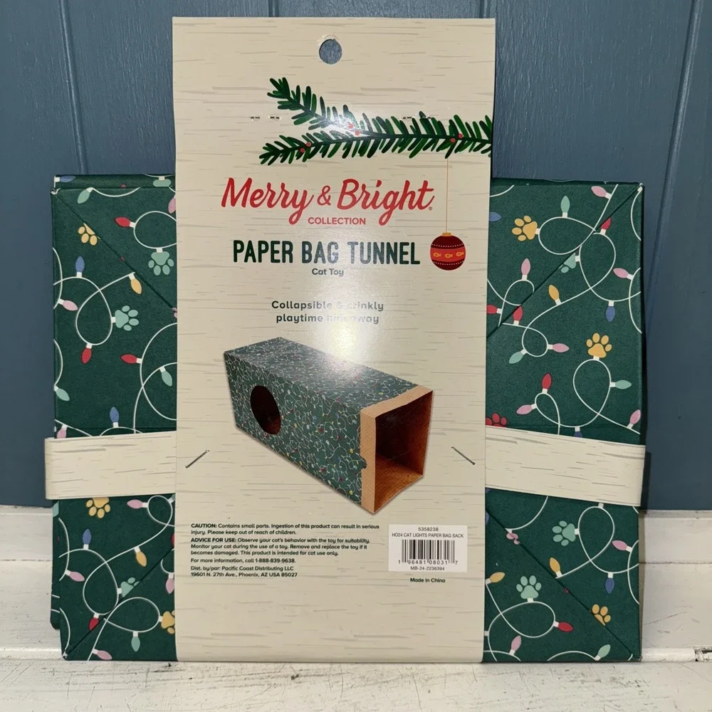 Merry Bright Peekaboo Kraft Paper Bag Cat House Tunnel Cat‎ Cave Toy Indoor Play